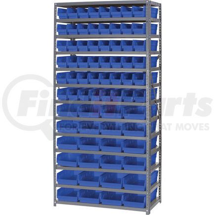 603446BL by GLOBAL INDUSTRIAL - Global Industrial&#153; Steel Shelving - Total 72 4"H Plastic Shelf Bins Blue, 36x18x72-13 Shelves