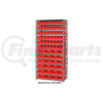 603441RD by GLOBAL INDUSTRIAL - Global Industrial&#153; Steel Shelving with Total 72 4"H Plastic Shelf Bins Red, 36x12x72-13 Shelves