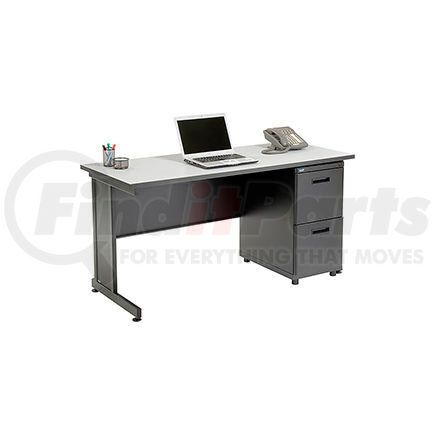 670072GY by GLOBAL INDUSTRIAL - Interion&#174; Office Desk with 2 Drawers - 60" x 24" - Gray