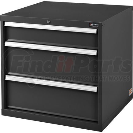 493340BK by GLOBAL INDUSTRIAL - Global Industrial&#153; Modular Drawer Cabinet, 3 Drawers, w/Lock, 30"Wx27"Dx29-1/2"H, Black