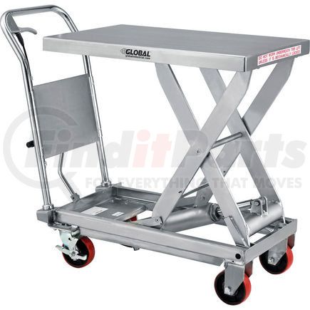 989011 by GLOBAL INDUSTRIAL - Global Industrial&#8482; Stainless Steel Mobile Scissor Lift Table 32 x 19 - 1000 Lb. Cap.
