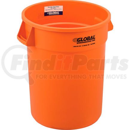 240460BOR by GLOBAL INDUSTRIAL - Global Industrial&#153; Plastic Trash Can - 32 Gallon Bright Orange