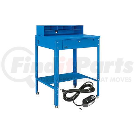 319355AKIT by GLOBAL INDUSTRIAL - Global Industrial&#153; Shop Desk - Pigeonhole Riser & Outlets 34-1/2 x 30 x 38 Flat Surface - Blue