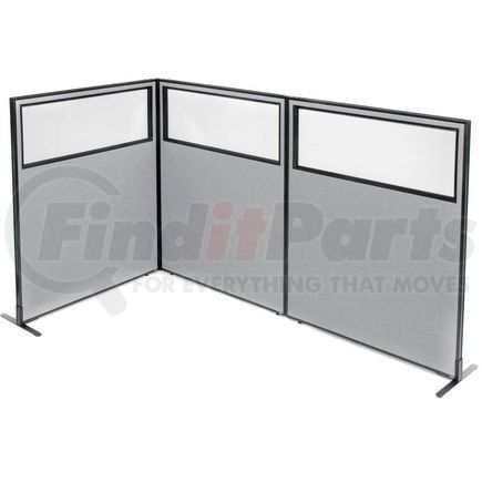 695047GY by GLOBAL INDUSTRIAL - Interion&#174; Freestanding 3-Panel Corner Room Divider w/Partial Window 48-1/4"W x 60"H Panels Gray