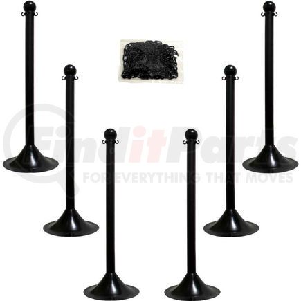 71003-6 by GLOBAL INDUSTRIAL - Mr. Chain Light Duty Plastic Stanchion Kit With 2"x50'L Chain, 41"H, Black, 6 Pack