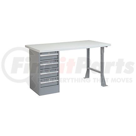 607679 by GLOBAL INDUSTRIAL - Global Industrial&#153; 72 x 30 Pedestal Workbench - 4 Drawers, Plastic Laminate Square Edge - Gray