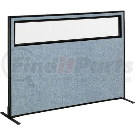 694756WFBL by GLOBAL INDUSTRIAL - Interion&#174; Freestanding Office Partition Panel with Partial Window, 60-1/4"W x 42"H, Blue