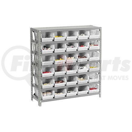 603429WH by GLOBAL INDUSTRIAL - Global Industrial&#153; Steel Shelving with 30 4"H Plastic Shelf Bins Ivory - 36x12x39-7 Shelves