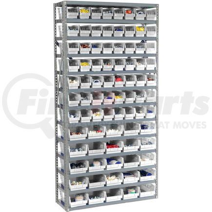 603442WH by GLOBAL INDUSTRIAL - Global Industrial&#153; Steel Shelving - Total 81 4"H Plastic Shelf Bins Ivory - 36x12x72-13 Shelves