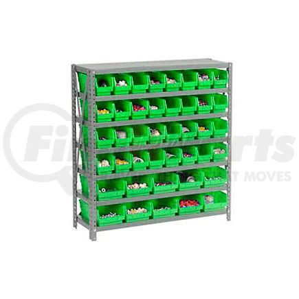 603432GN by GLOBAL INDUSTRIAL - Global Industrial&#153; Steel Shelving - Total 42 4"H Plastic Shelf Bins Green, 36x12x39-7 Shelves