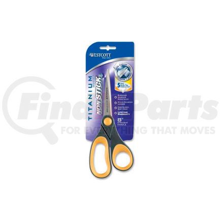 14849 by ACME UNITED - Westcott&#174; Titanium Bonded Non-Stick Scissors, 8"L Straight, Gray/Yellow