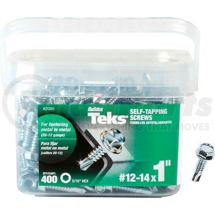 21341 by ITW BRANDS - ITW Teks Drill Point Screw - #12-14 x 1" - Hex Head - Pkg of 400 - 21341