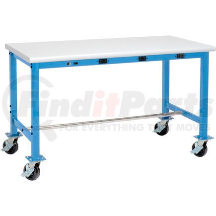 607943AB by GLOBAL INDUSTRIAL - Global Industrial&#153; 60 x 30 Mobile Packing Workbench - Power Apron - Laminate Safety Edge - Blue