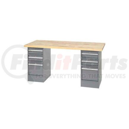 319032 by GLOBAL INDUSTRIAL - Global Industrial&#153; 96 x 30 Pedestal Workbench - 6 Drawers, Maple Block Square Edge - Gray