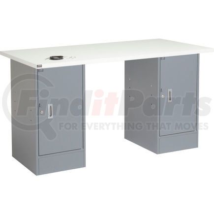 318894 by GLOBAL INDUSTRIAL - Global Industrial&#153; 96 x 30 Pedestal Workbench - Double Cabinet, ESD Laminate Square Edge - Gray