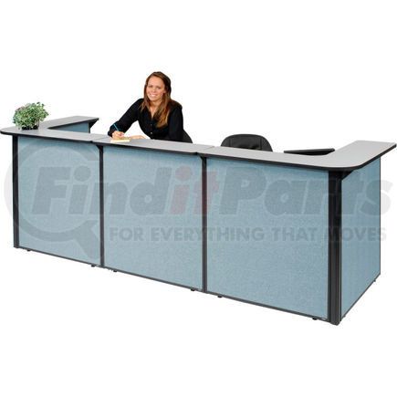 249010GB by GLOBAL INDUSTRIAL - Interion&#174; U-Shaped Reception Station, 124"W x 44"D x 44"H, Gray counter, Blue Panel