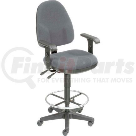 808662GY by GLOBAL INDUSTRIAL - Interion&#174; Operator Stool With Arms - Fabric - 360&#176; Footrest - Gray