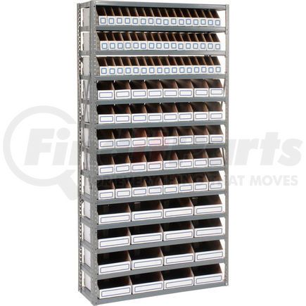 235012 by GLOBAL INDUSTRIAL - Global Industrial&#153; Steel Open Shelving with 104 Corrugated Shelf Bins 13 Shelves - 36x18x73