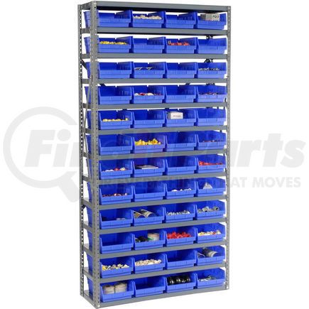 603439BL by GLOBAL INDUSTRIAL - Global Industrial&#153; Steel Shelving with 48 4"H Plastic Shelf Bins Blue, 36x12x72-13 Shelves