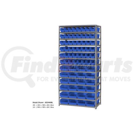 603444BL by GLOBAL INDUSTRIAL - Global Industrial&#153; Steel Shelving with 48 4"H Plastic Shelf Bins Blue, 36x18x72-13 Shelves