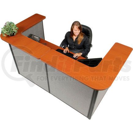 249008CG by GLOBAL INDUSTRIAL - Interion&#174; U-Shaped Reception Station, 88" W x 44"D x 44"H, Cherry Counter, Gray Panel