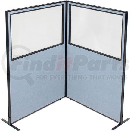 695026BL by GLOBAL INDUSTRIAL - Interion&#174; Freestanding 2-Panel Corner Room Divider w/Partial Window 48-1/4"W x 72"H Panels Blue