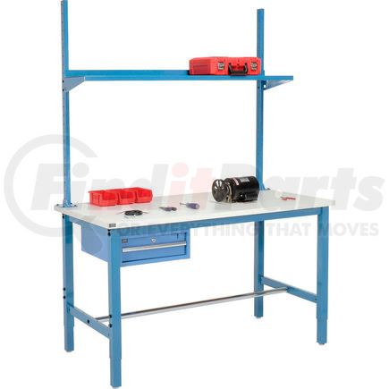 318961BL by GLOBAL INDUSTRIAL - Global Industrial&#153; 60x30 Production Workbench ESD Square Edge - Drawer Upright & Shelf BL