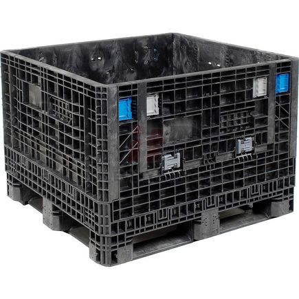 HDMP4845-34-22 BLACK by LEWIS-BINS.COM - ORBIS HDMP4845-34-22 BulkPak Folding Bulk Shipping Container - 48"L x 45"W x 34"H, 1800 Lb Cap Black