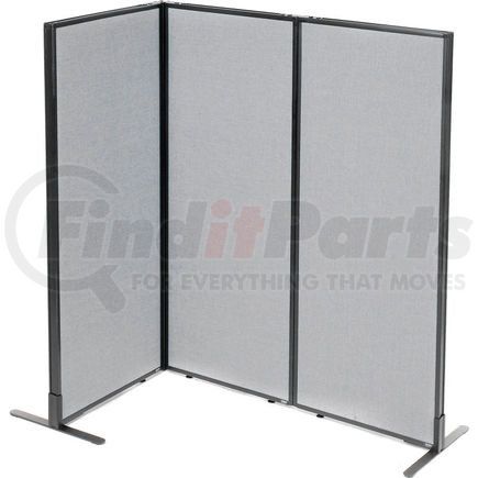 695094GY by GLOBAL INDUSTRIAL - Interion&#174; Freestanding 3-Panel Corner Room Divider, 24-1/4"W x 60"H Panels, Gray