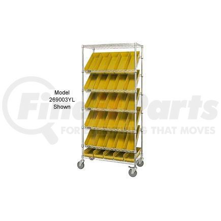 269002YL by GLOBAL INDUSTRIAL - Global Industrial&#153; Easy Access Slant Shelf Chrome Wire Cart, 48 4 Shelf Bins Yellow, 36"Lx18x74