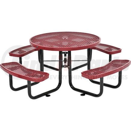 277150RD by GLOBAL INDUSTRIAL - Global Industrial&#153; 46" Round Outdoor Steel Picnic Table, Expanded Metal, Red