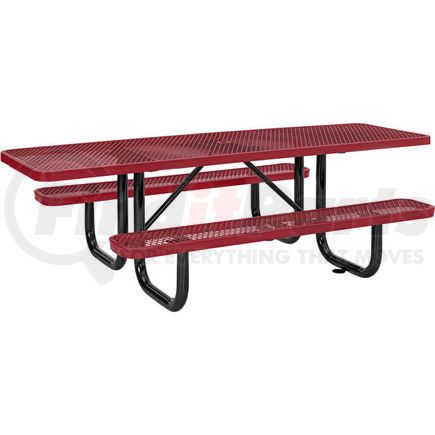 695289RD by GLOBAL INDUSTRIAL - Global Industrial&#153; 8 ft. ADA Outdoor Steel Picnic Table, Expanded Metal, Red