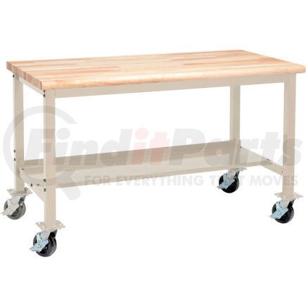 253991TN by GLOBAL INDUSTRIAL - Global Industrial&#153; 72 x 36 Mobile Production Workbench - Maple Butcher Block Safety Edge - Tan