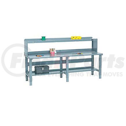 706437 by GLOBAL INDUSTRIAL - Global Industrial&#153; 96x36 Extra Long Steel Top Workbench - Side/Back Rails, Shelf & Riser - Gray