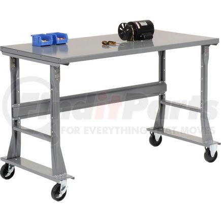 183404A by GLOBAL INDUSTRIAL - Global Industrial&#153; 60 x 30 Mobile Fixed Height C-Channel Flared Leg Workbench - Steel - Gray