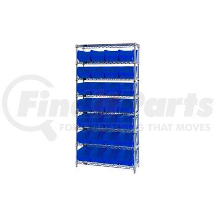 268928BL by GLOBAL INDUSTRIAL - Chrome Wire Shelving With 28 Giant Plastic Stacking Bins Blue, 36x14x74