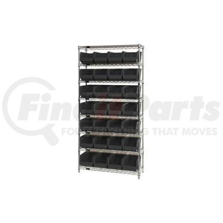 268928BK by GLOBAL INDUSTRIAL - Global Industrial&#153; Chrome Wire Shelving With 28 Giant Plastic Stacking Bins Black, 36x14x74