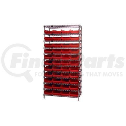 268970RD by GLOBAL INDUSTRIAL - Global Industrial&#153; Chrome Wire Shelving with 44 4"H Plastic Shelf Bins Red, 36x14x74