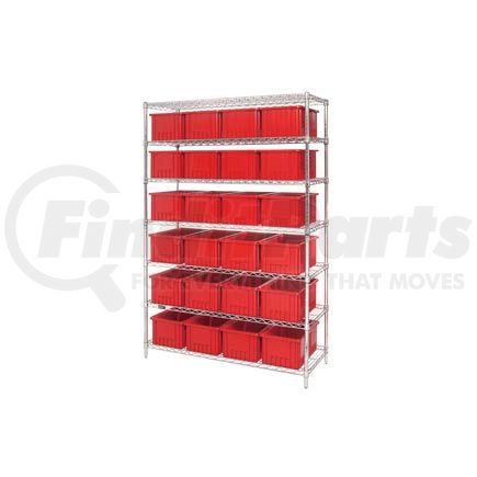 269019RD by GLOBAL INDUSTRIAL - Global Industrial&#153; Chrome Wire Shelving With 24 8"H Grid Container Red, 48x18x74