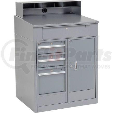 237407 by GLOBAL INDUSTRIAL - Global Industrial&#153; Cabinet Shop Desk - 4 Drawers & Pigeonhole Riser 34-1/2 x 30 x 51-1/2 - Gray