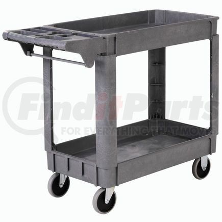242080 by GLOBAL INDUSTRIAL - Global Industrial&#153; Deluxe Tray Top Plastic Utility Cart, 2 Shelf, 40"Lx17"W, 5" Casters, Gray