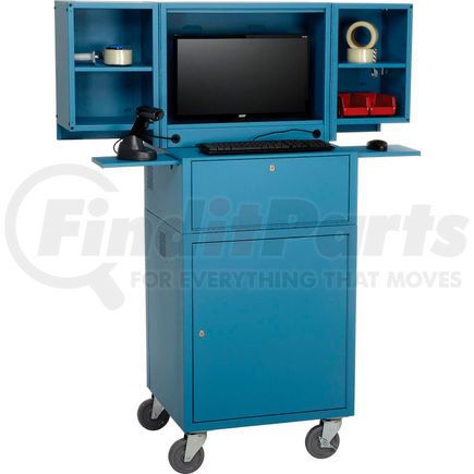 695429BLA by GLOBAL INDUSTRIAL - Global Industrial&#8482; Mobile Fold-Out Computer Security Cabinet, Blue, Assembled