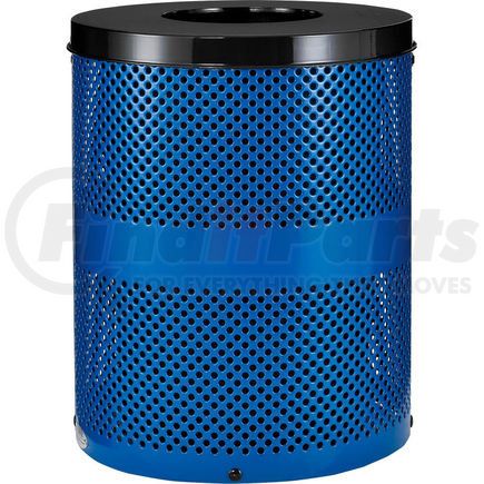 261925BL by GLOBAL INDUSTRIAL - Global Industrial&#153; Outdoor Perforated Steel Trash Can With Flat Lid, 36 Gallon, Blue