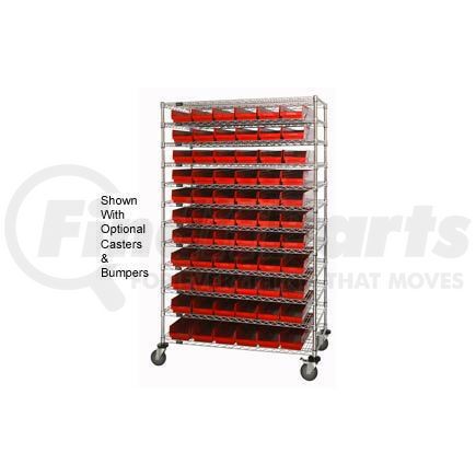 269039RD by GLOBAL INDUSTRIAL - Global Industrial&#153; Chrome Wire Shelving with 66 4"H Plastic Shelf Bins Red, 48x24x74