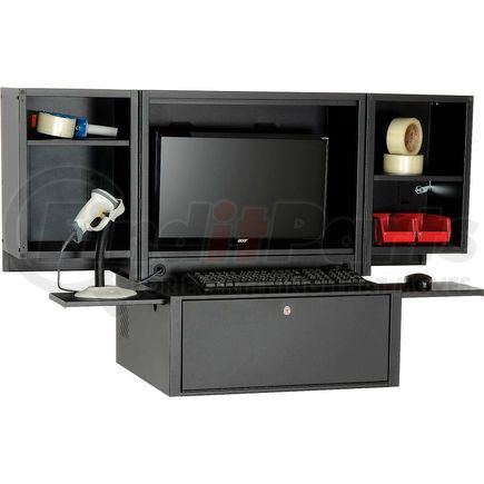 695428BK by GLOBAL INDUSTRIAL - Global Industrial&#8482; Counter Top Fold-Out Computer Security Cabinet, Black