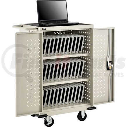 987877PYA by GLOBAL INDUSTRIAL - Global Industrial&#153; Mobile Storage & Charging Cart for 36 iPads & Tablets, Putty, Assembled