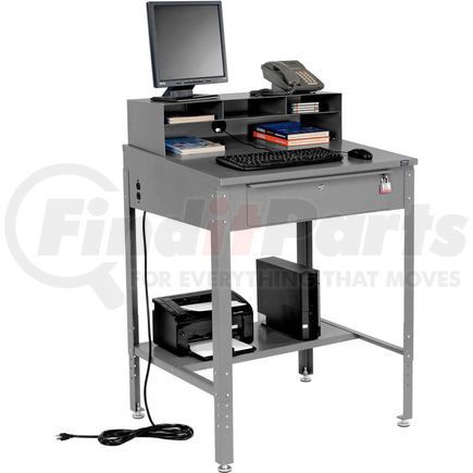 254635GY by GLOBAL INDUSTRIAL - Global Industrial&#153; Shop Desk - Pigeonhole Riser 34-1/2"W x 30"D x 38"H Sloped Surface - Gray