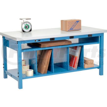 412464B by GLOBAL INDUSTRIAL - Electric Packing Workbench Plastic Square Edge - 60 x 36 with Lower Shelf Kit