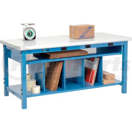 412467B by GLOBAL INDUSTRIAL - Electric Packing Workbench Plastic Safety Edge - 72 x 36 with Lower Shelf Kit