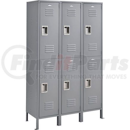 493664GY by GLOBAL INDUSTRIAL - Infinity&#174; Locker Double Tier 15x18x36 6 Door Assembled Gray